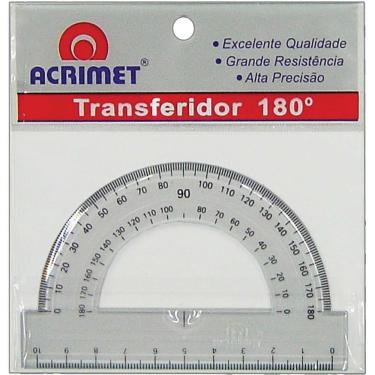 Imagem de Transferidor Acrimet Poliestireno 180 Graus com Escala Gravada e Micro Ressaltos