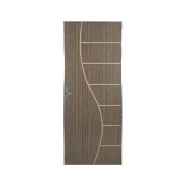 Imagem de Kit Porta de Madeira Decorada 212x95cm com Batente de Aluminio 3,6cm C