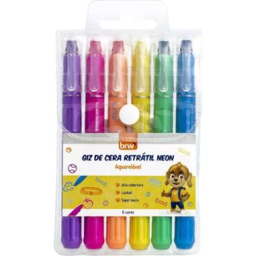 Imagem de Giz de Cera Jumbo Retratil Neon 6 Cores Blister - BRW