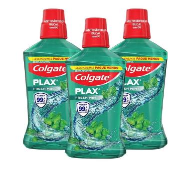 Imagem de Kit Enxaguante Bucal Colgate Plax Fresh Mint 500ml Leve 500ml Pague 350ml com 3 unidades