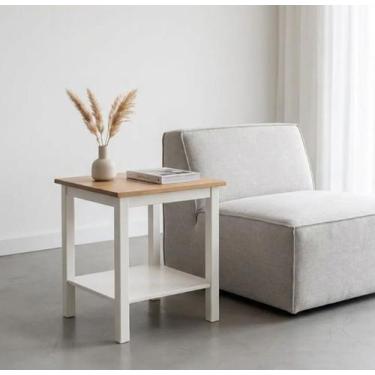 Imagem de Mesa Lateral em Madeira Maciça Yescasa Branco