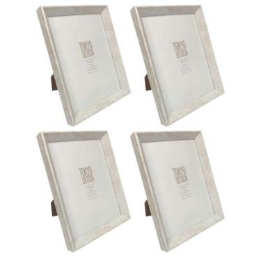 Imagem de Kit 4 Porta Retrato Basic Tokyo Design Moldura MDF 15x20cm Cor:Branco,