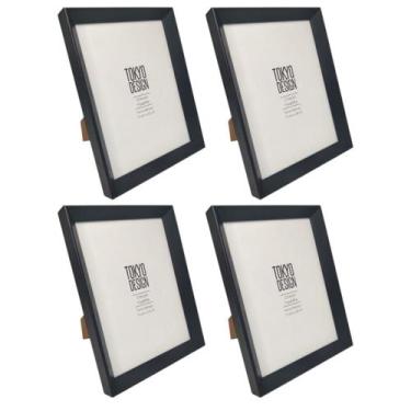 Imagem de Kit 4 Porta Retrato Basic Tokyo Design Moldura MDF 15x20cm Cor:Branco,