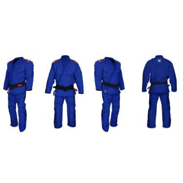 Imagem de Kimono Jiu Jitsu Trançado Especial Adulto Marca Aranha, Azul, A3