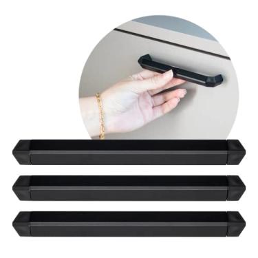 Imagem de 3 Puxador Móveis Slim Alumínio 128mm Portas Cromado Bronze (Preto Fosco)