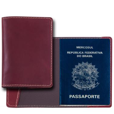Imagem de Porta Passaporte em Couro Legítimo Vinho