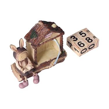 Imagem de Calendário de bloco de madeira, lindo calendário de madeira adorável requintado para escritório de mesa