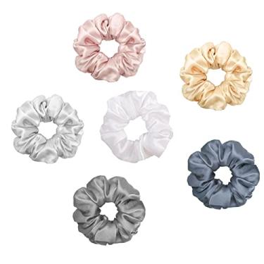 Imagem de DISANGNI Prendedores de cabelo de seda para prevenção de frizz e quebra, 22 Mommes puros 100% seda de amoreira sem danos, suportes de rabo de cavalo de seda elástica, 16 peças, cor aleatória (cor aleatória-6 pacotes)