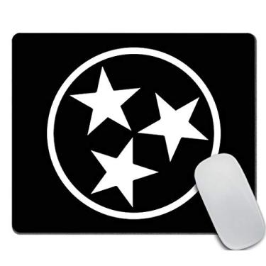 Imagem de Mouse pad retangular com bandeira do Tennessee da Amcove, preto, tri-estrela, antiderrapante, borracha para jogos (240 mm x 200 mm x 3 mm)