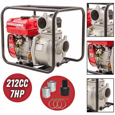 Imagem de Motobomba Autoescorvante GW-300 Kawashima À Gasolina 4 Tempos 212cc 7HP 26MCA 60000L/H Com Saída de 3 Polegadas Para Abastecimento de Cisternas