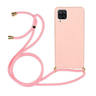 Imagem de Mobile phone accessories Para o material de palha de trigo Samsung for Galaxy A12 + estojo protetor de TPU com cordão phone case