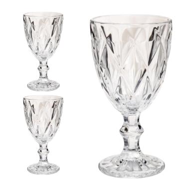 Imagem de Copo Taça Vidro Diamante Transparente Para Agua 300ml 2Un