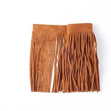 Imagem de Meetee 2 metros 15 cm x 3 mm couro camurça borla laço engrossar fita para bolsa bagagem acessórios de vestuário manual decoração diy, camelo, camurça, 3 mm