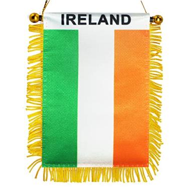 Imagem de Anley 4 X 6 polegadas Irlanda Fringy Janela Pendurada Bandeira - Mini Bandeira Banner & Decoração Espelho Retrovisor do Carro - Franja Irlandesa Pendurada Bandeira com Ventosa