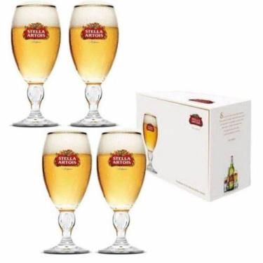 Imagem de 4 Taça Copo Cálice Stella Artois Litografada Cerveja 250ml - Ambev