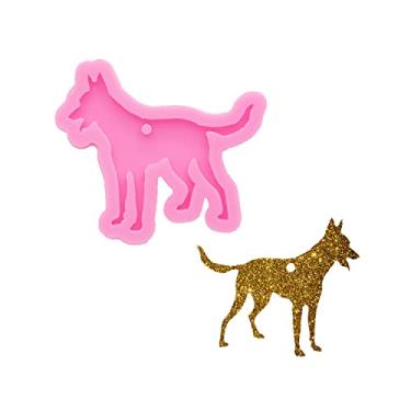 Imagem de Moldes de chaveiro em forma de cachorro brilhantes para resina epóxi com furo DIY moldes de silicone chaveiro personalizado moldes de argila de polímero pingente de resina molde de artesanato epóxi