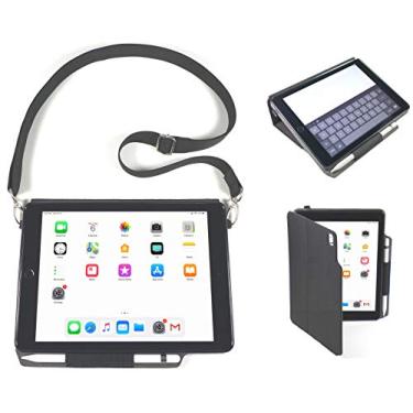 Imagem de Cuidados inovadores – Modelo V3 – Capa de transporte para Apple iPad e suporte para tablet de 9,7 polegadas 2017 geração de iPads 5 e 6 / Air 1 e 2 com suporte, suporte para Stylus e alça de ombro, protetor de nylon balístico preto