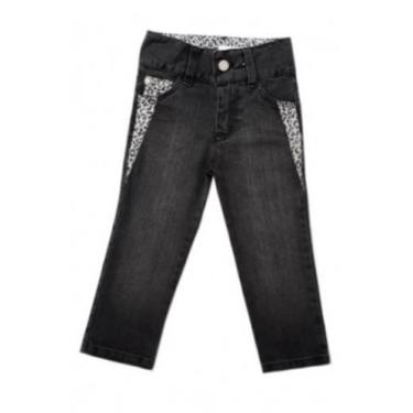 Imagem de Calça Jeans Com Detalhe Em Onça - Bicho Molhado - Cor: Preto/Onça Tam: