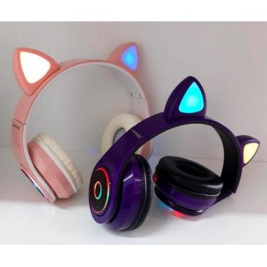 Fone De Ouvido Orelha De Gato Headphone Ear Cat Led Bluetooth Colorido  Lt9003 Luuk Young - LUUK YOUNG Comércio Eletrônico