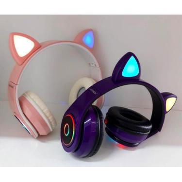 Fone de Gatinho Headphone Bluetooth Orelhas de Gato com LED XTrad LC-831