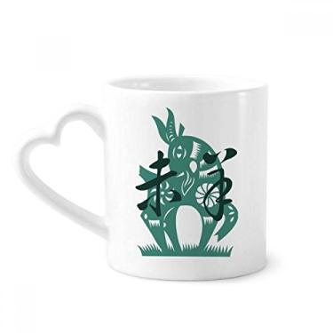 Imagem de Caneca de Ano Novo de Ovelhas Animal China Zodíaco Caneca de Café Cerâmica Copo de Coração de Vidro