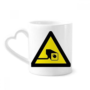 Imagem de Símbolo de aviso amarelo preto câmera triângulo caneca café cerâmica copo coração vidro