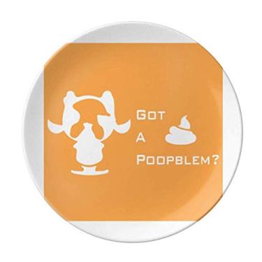 Imagem de Prato de problema de cocô de Boston Terrier Fierce Prato decorativo de porcelana Salver Louça Prato de jantar