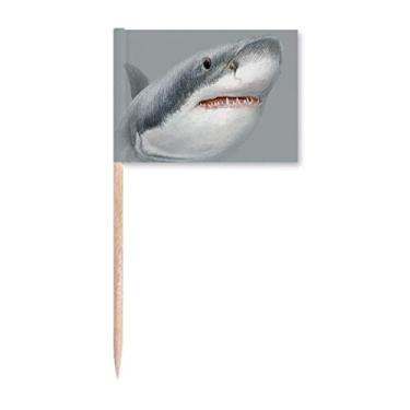 Imagem de Sharks Roam Ocean Hunt Art Deco Presente Fashion Palito Bandeira Marcador Decoração de Festa