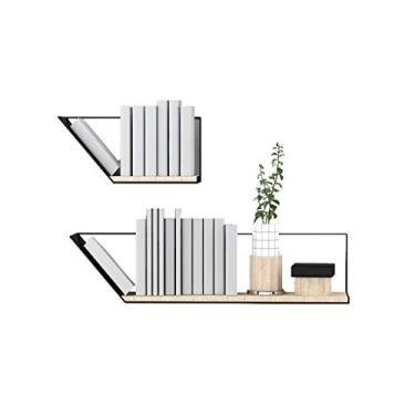 Imagem de KIZQYN Conjunto de estante de pendurar na parede, rack de armazenamento multiuso de madeira para livros/molduras/coleções/itens decorativos, ideal para sala de estar/escritório/quarto estante
