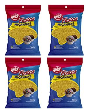 Imagem de Kit 4 Confeito Miçanga Granulado Brigadeiro, Doces, Confeitaria Várias Cores (Amarela)