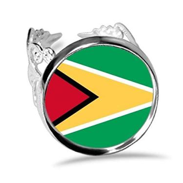 Imagem de DIYthinker Anel de noivado ajustável com bandeira nacional da Guiana América do Sul