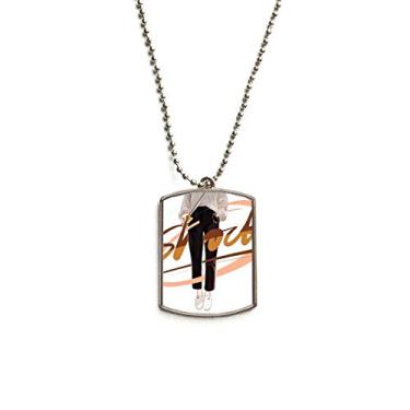 Imagem de Colar para animais de estimação com pingente de corrente de aço inoxidável com design de figura de menina de choque