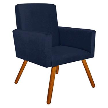 Imagem de Poltrona Decorativa Nina Suede Azul Marinho com Encosto Alto - D'Rossi