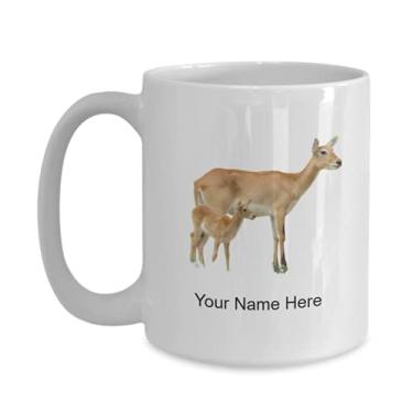 Imagem de Caneca vermelha personalizada com lechwe, copo de café vermelho-lechwe, ideia de presente vermelho-lechwe, copo vermelho personalizado, caneca vermelha e lechwe - caneca de café de 445 ml