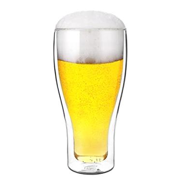 Imagem de CNGLASS Copo de cerveja Pilsner de parede dupla, 501 ml, copo de cerveja de vidro isolado de cabeça para baixo, utensílios para refrigerar cerveja