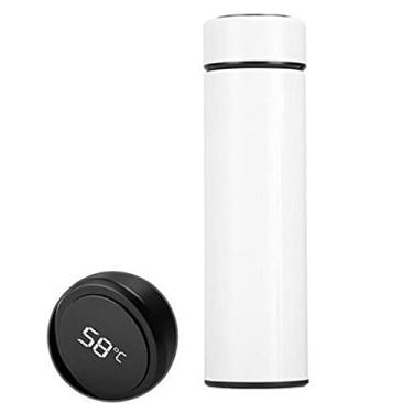 Imagem de Garrafa Térmica Inox A Vácuo Termômetro Display Led 500 ML Cor:Branco