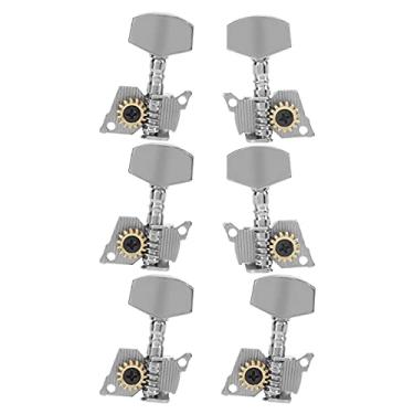 Imagem de Cabeças de máquina prateadas, pinos de afinação de guitarra, material metálico design profissional para ukulele (quatro ternos esquerdos, dois direitos)