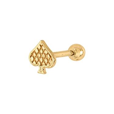 Imagem de Piercing Orelha Tragus Cartilagem Ouro 18k Naipe Espadas