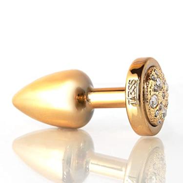 Imagem de Plug Anal Hard " P " Linha Less Dourado com cristais cravejados