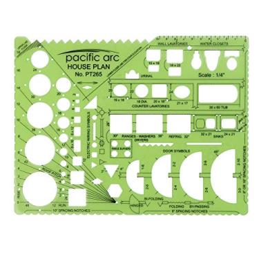 Imagem de Pacific Arc Guia de modelos de planos de casa, com escadas, portas, encanamento, eletrodomésticos de cozinha e medidor de inclinação de teto, escala de 0,6 cm a 3,5 cm