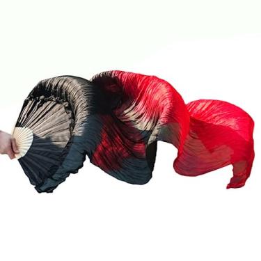 Imagem de 1 par de véus para dança do ventre 150 x 90 cm cor gradiente para prática de dança de dança imitação de seda