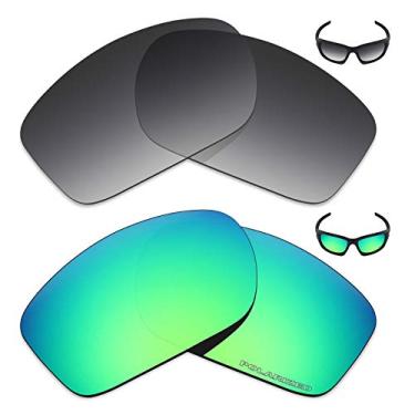 Imagem de Mryok+ 2 pares de lentes polarizadas de substituição para óculos de sol Oakley Valve New 2014 – Cinza dégradé tingido/verde esmeralda