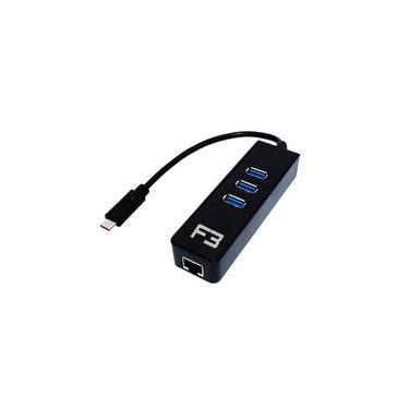 Imagem de HUB USB 3.0 e RJ45, F3, 3 Portas, 10/100/1000Mbps - JC-TYC-R03