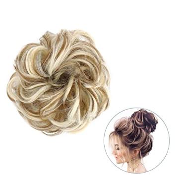 Imagem de Mulheres Bun Scrunchies 1 pçs ao redor no cabelo rabo de cavalo rosquinha coque acessórios de cabelo para mulheres sintético bagunçado cacheado ondulado chignon com envoltório de elástico Pão (Color