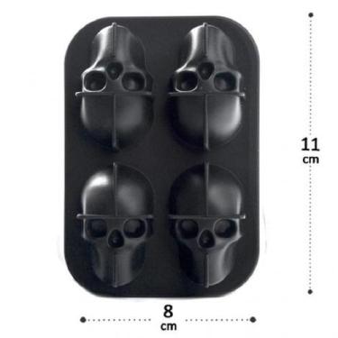 Imagem de Forma De Gelo Caveira Crânio 3D De Silicone Para Drinks 4 Caveiras - C