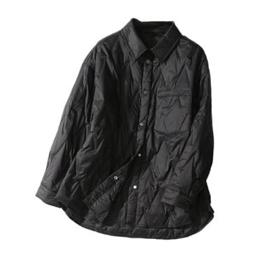Imagem de Jaqueta feminina com gola leve de inverno simples + jaqueta de peito único fina empilhável, Preto, M