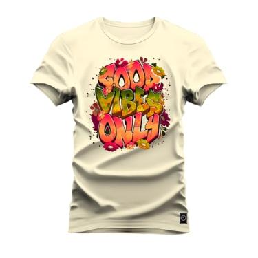 Imagem de Camiseta Plus Size T-Shirt Confortável Estampada Good Viber Only Perola G5