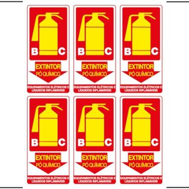 Imagem de Combo 6 Placas De Sinalização Extintor BC Pó Químico Equipamentos Elétricos E Líquidos Inflamáveis 15x30 - X-704 F9e