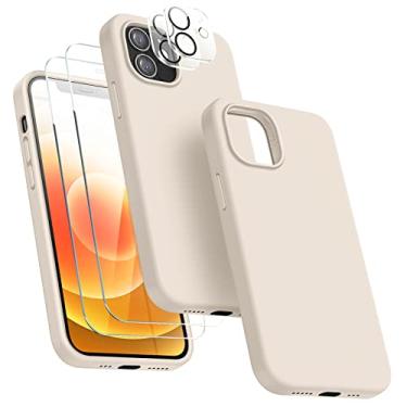 Imagem de JTWIE [5 em 1] Capa compatível com iPhone 12 Mini, capa de silicone à prova de choque com [2 protetores de tela e 2 protetores de câmera] para iPhone 12 Mini 5,4 polegadas, branco