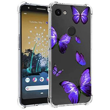 Imagem de Zoeirc Capa para Pixel 3A [Não serve para Pixel 3] G020A G020E Capa transparente para meninas e mulheres, capa protetora transparente de TPU macio à prova de choque para Google Pixel 3A (borboleta